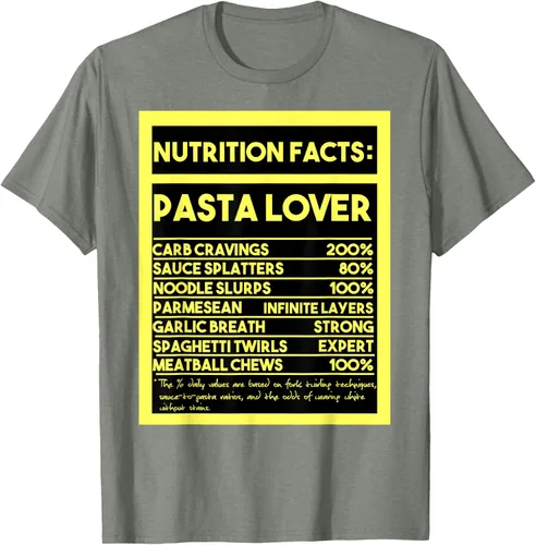 Vista 30 de Pasta Lover Nutrition Facts: The Ultimate Carb Connoisseur's T-Shirt Negro