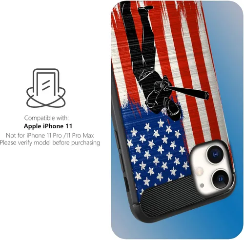 Vista 3 de CasesOnDeck - Funda compatible con Apple iPhone 11 / iPhone XI (2019) de 6.1 pulgadas, funda delgada de fibra de carbono TPU para acentuar arañazos
