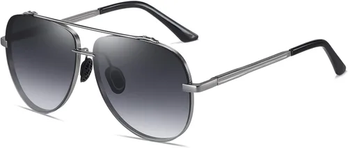 Vista 2 de FSK Gafas de sol de aviador clásico de gran tamaño con lente polarizada
