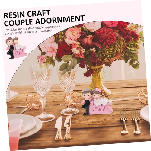 Vista 7 de BESPORTBLE 1 pieza de adornos de boda para novia, novio, estatua de resina, figura de pareja, romántica, decoración de mesa para tartas, decoración