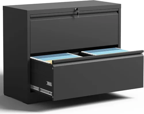 Vista 11 de Archivador lateral de 2 cajones para oficina en casa, archivador de metal con cerradura, cajones de almacenamiento de archivos para carpetas