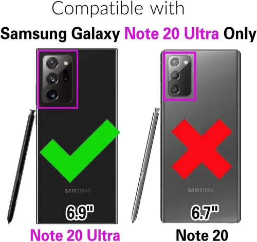 Vista 2 de Funda para teléfono Samsung Galaxy Note 20 Ultra 5G con protector de pantalla, correa cruzada para muñeca, cordón para tarjetas de crédito Note20