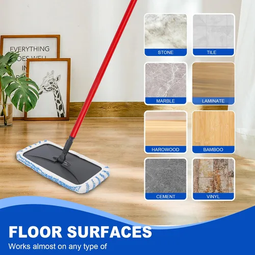 Vista 6 de Paquete de 2 almohadillas de microfibra reutilizables, compatibles con trapeador plano Oceda de 15 x 8 pulgadas, uso húmedo y seco, limpieza