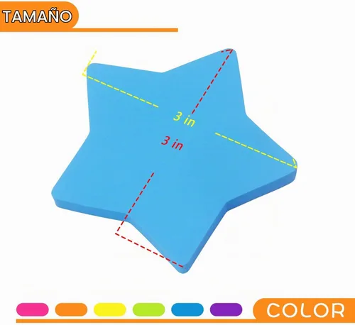 Vista 4 de SIMONA - Notas adhesivas en forma de estrella de 6 colores brillantes, bloc de 75 hojas autoadhesivas (6 blocs)