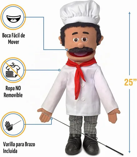 Vista 3 de 25" Chef Luigi, cuerpo completo marioneta de ventriloquist
