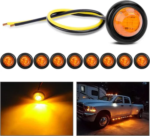 Vista 43 de Nilight Luz de marcador redonda de 3/4 pulgadas, 10 unidades, luz LED ámbar de separación, 2 conectores, indicadores laterales, luces de bala IP68