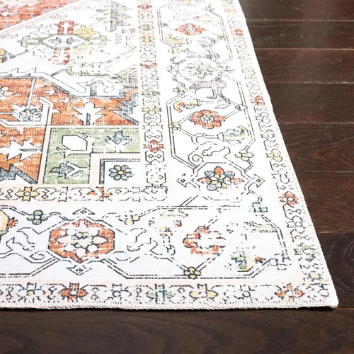 Vista 2 de SAFAVIEH Alfombra lavable Arizona Collection – 3 x 5 pies, marfil y al óxido, antideslizante y fácil de limpiar, ideal para sala de estar, entrada