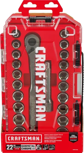 Vista 3 de CRAFTSMAN CMMT12030 - Juego de herramientas mecánicas, transmisión de 1/2 pulgadas, SAE/métrico, 22 piezas