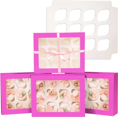 Vista 2 de Bakepacker Contenedores para 12 Cupcakes 10-Paquetes Caja de Cupcakes Roland Transportador de Cupcakes, 12 Cajas para Cupcakes con Ventana