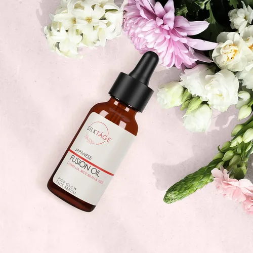 Vista 7 de SILKTÁGE Japanese Fusion Oil - Suero facial Pure Glow, Camellia, suero Yuzi brillante para piel seca, líneas finas, tono de piel desigual y tez