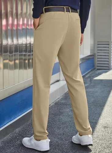Vista 2 de JMIERR Pantalones de golf para hombre, elásticos, ajustados, para correr, viajes, trabajo, pantalones de vestir chinos para hombre