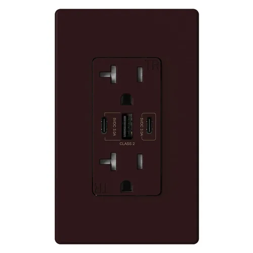 Vista 9 de ELEGRP Tomacorrientes USB, 30 W 6.0 Amp USB C, toma de pared USB de 3 puertos, toma de corriente resistente a manipulaciones de 15 amperios con 2