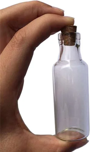 Vista 2 de Botellas de cristal transparente con tapón de corcho, para decoración de bodas