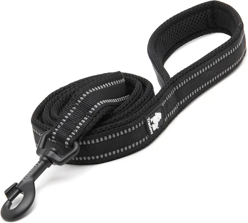Vista 10 de TRUE LOVE Correa reflectante para perro TLL2111 para caminar, cuerda acolchada para mascotas, longitud 43.3 in TLL2111 (negro, S)