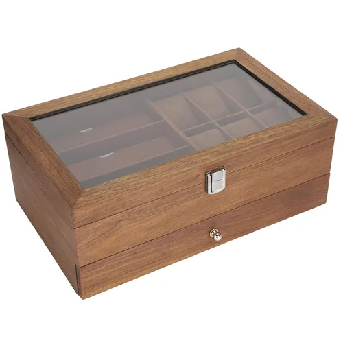Vista 4 de Double Layer Retro Glasses Watch Storage Box Display Case Jewelry Organizer Packaging, Organizer & Display Jewelry Case, Watch Box Cabinets &