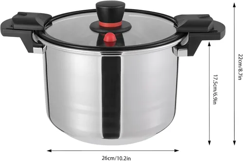 Vista 4 de Olla a presión, olla a presión eléctrica de acero inoxidable de 7.4 cuartos de galón, cocción rápida de 60 Kpa para estufa de gas e inducción, olla