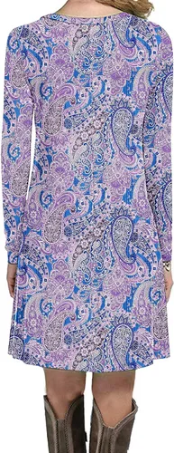 Vista 2 de MOLERANI - Vestido informal, suelto y liso, de manga larga, holgado, para mujer