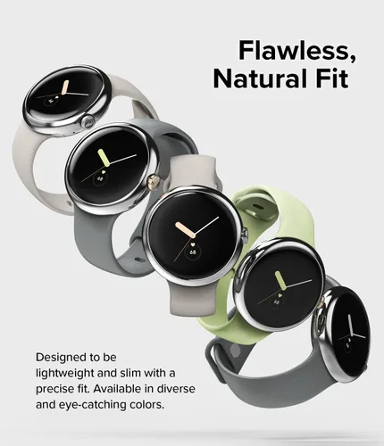 Vista 4 de Ringke Bisel Styling Compatible con Google Pixel Watch Case, Marco Adhesivo Anillo Cubierta Anti Rasguños [Acero Inoxidable] Protector Accesorio