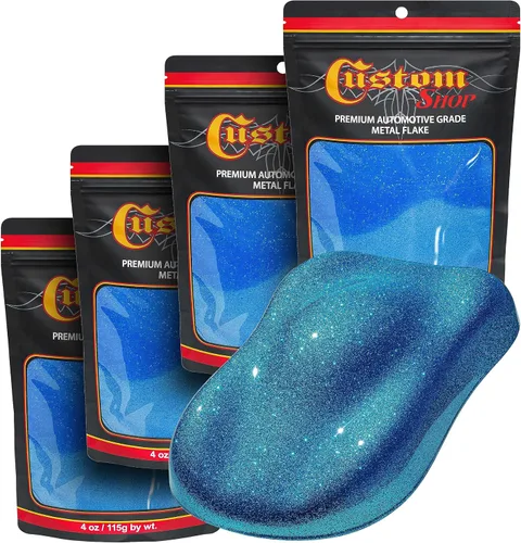 Vista 30 de Custom Shop - Purpurina metálica para pintura automotriz, oro brillante, 4 oz, micro escamas de metal de 0.004" para pintura de automóviles, aditivo