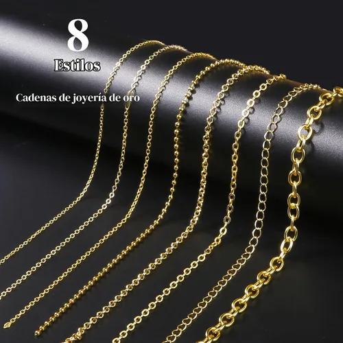 Vista 2 de Ecoofor Cadenas de collar de oro para hacer joyas, 62.3 pies, 8 rollos de cadenas de joyería para hacer collares, pulseras y joyas con anillos