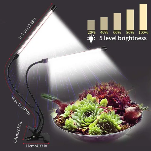 Vista 2 de GHodec Luz de Crecimiento, Espectro Completo Blanco 84 LED Clip Luces para Plantas de Interior en Crecimiento, Temporizador de 4/8/12H y 5 Niveles