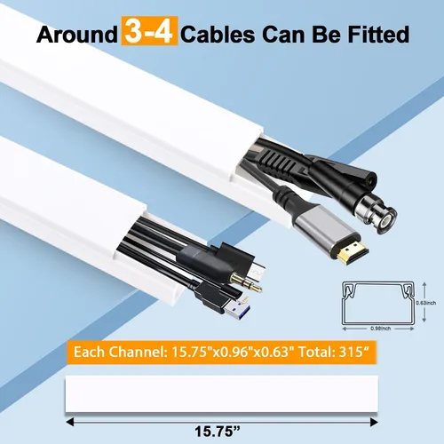 Vista 2 de RAZCC - Kit de cubierta de cables de 315 pulgadas para gestión de cables, cubiertas de alambre para cables, cubiertas de cables para cables