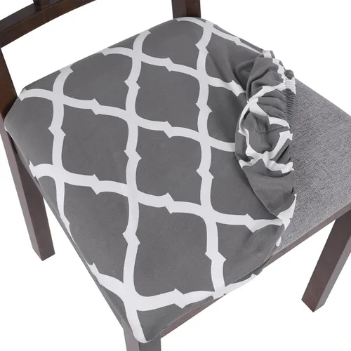 Vista 26 de SearchI Juego de 2 fundas de asiento para sillas de comedor, fundas de asiento elásticas con estampado, extraíbles y lavables, fundas de cojín