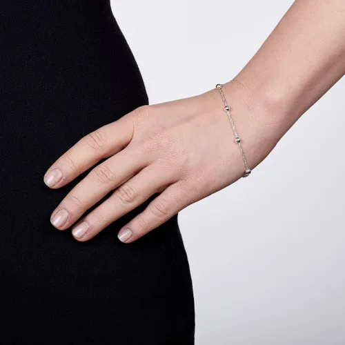 Vista 8 de Amberta Pulsera de plata de ley 925 1.4 Singapur con cuentas de bola de 0.157 in, 7 pulgadas, 7.5 pulgadas