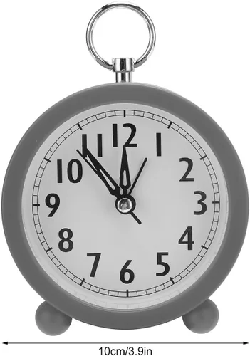 Vista 6 de soobu Reloj despertador circular, pequeño despertador circular alimentado por batería con botón de encendido y apagado para dormitorio de noche