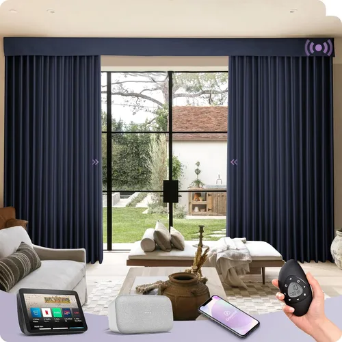 Vista 23 de Graywind Cortinas motorizadas con riel, cortinas inteligentes para oscurecer la habitación, cortinas cableadas compatibles con control remoto Alexa