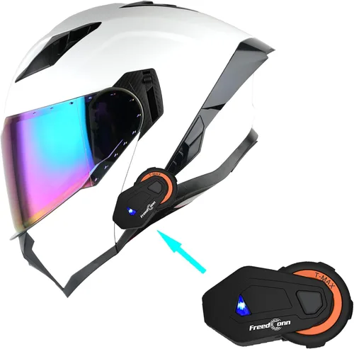 Vista 9 de 1Storm Casco integral modular/abatible con doble visera y protección solar para motocicleta de calle + Un escudo transparente adicional: KT928