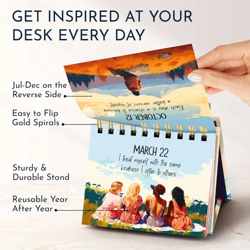 Vista 4 de RYVE Calendario diario de afirmación – Calendario de escritorio motivacional con afirmaciones diarias para mujeres, regalos positivos