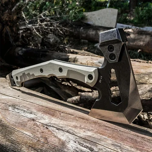 Vista 5 de HX OUTDOORS Mercenarys - Hachas de ingeniero táctico multifuncional, a prueba de explosiones, para campamento, artillería, martillo de rescate