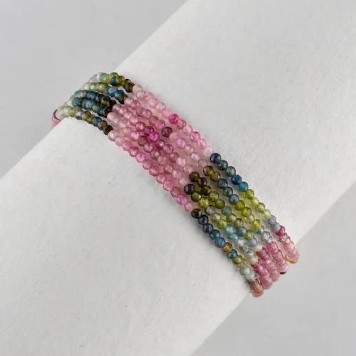 Vista 13 de Pulsera de piedras preciosas naturales, cuentas microfacetadas de 5 hebras, piedra energética, cristales curativos, chapado en plata, ajustable
