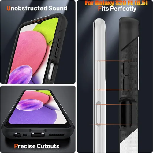 Vista 6 de Funda resistente para Samsung Galaxy S20 FE (5G) de 6.5 pulgadas, 4 esquinas con bolsas de aire [protección contra caídas de 12 pies], agarre