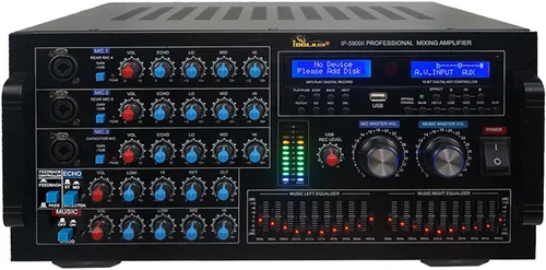Vista 2 de Sistema de karaoke premium IDOLmain 6000 W amplificador de mezcla con entrada óptica, altavoces duales y micrófonos inalámbricos de alta tecnología