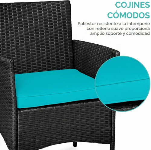 Vista 4 de Best Choice Products Juego de 3 piezas de mimbre para conversación al aire libre, muebles de patio que ahorran espacio para jardín con mesa