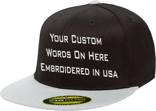 Vista 5 de Sombrero personalizado Flexfit 210 Personalizar Añadir su propio texto Bordado Flatbill