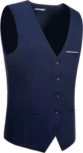 Vista 3 de Traje de hombre chaleco con cuello en V sin mangas ajustado chaqueta de novio casual chaleco para boda fiesta formal esmoquin para hombres