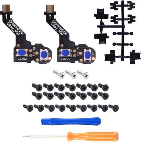 Vista 4 de eXtremeRate Kit de Gatillo de Pelo Clicky Versión Táctil para Controlador PS5 BDM-010 y BDM-020, Botones de Hombro, Botones de Gatillo Parachoques