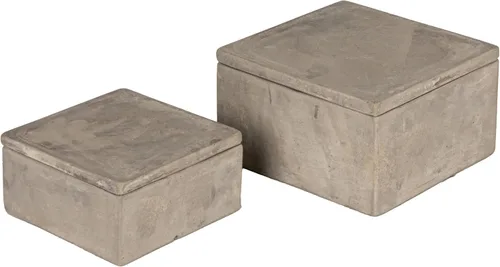 Vista 10 de Bloomingville A75500081 - Juego de 2 cajas redondas decorativas de cemento gris
