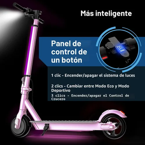 Vista 3 de Patinete eléctrico Hiboy S2 Lite – neumáticos sólidos de 6.5 pulgadas – hasta 17.1 kilómetros de alcance y 21 km/h, portátil y plegable