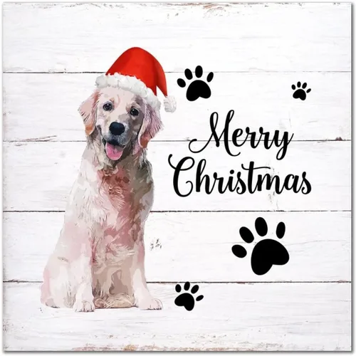 Vista 12 de Letrero de madera para perro con sombrero rojo, placa de pared rústica con reglas para mascotas, arte de pared colgante de granja, placa