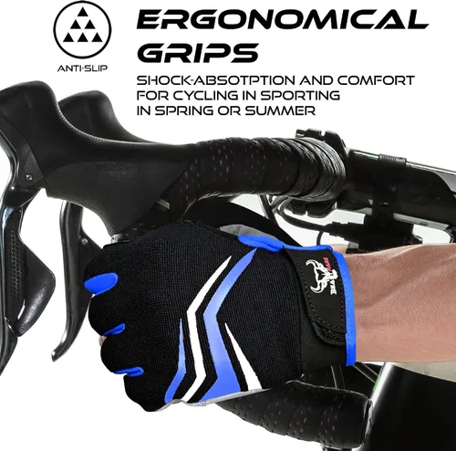 Vista 7 de BEAST RAGE Full Finger Cycling Gloves with Padding for Men Women, Anti-Slip, Shock Absorbing, Breathable, Touchscreen Mountain Bike Gloves for BMX