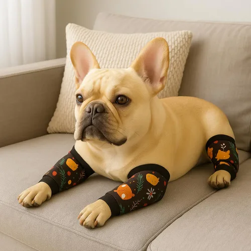 Vista 4 de Petwarm Juego de 4 fundas de recuperación para perros con estampado de bosque de zorro, fundas de apoyo para articulaciones sin conos para perros
