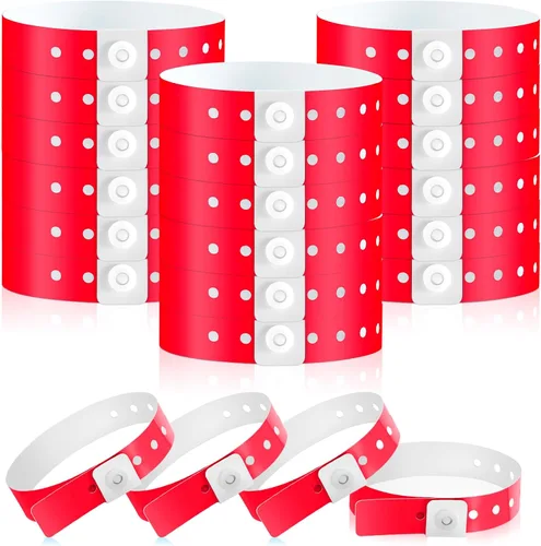 Vista 27 de 600 pulseras de plástico para eventos, vinilo, colores surtidos Adjustable Snap, Bulk Waterproof Neon Colored Arm Bands, For Admission Pools