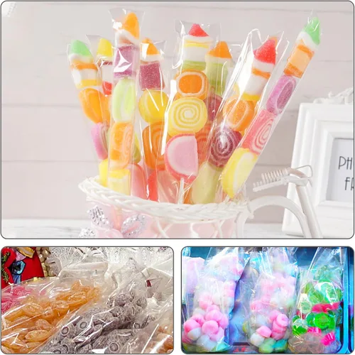 Vista 2 de SUREHOME Bolsas para barra de pretzel, 100 bolsas de pretzels de 2 x 8 pulgadas, bolsas individuales transparentes resellables y autosellables