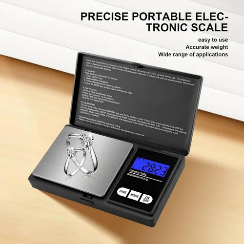 Vista 4 de Escala digital pequeña de 7.05 oz/0.00 oz de precisión de gramos y onzas para joyas, polvo, monedas, báscula de bolsillo de cocina de alimentos