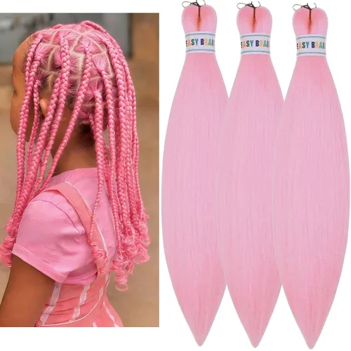 Vista 48 de Cabello trenzado para niños preestirado de 16 pulgadas, color negro para niños, trenzas sin nudos