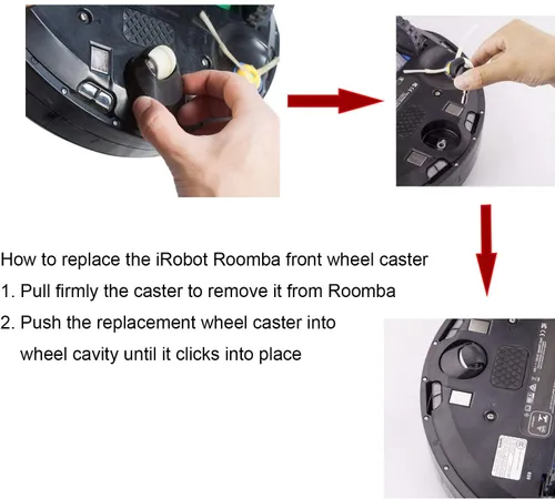 Vista 4 de Montaje de rueda delantera de repuesto para aspiradora iRobot Roomba, 980 880 870 790 780 770 690 650 671, Roomba 500 600 700 800 900 Series Robot